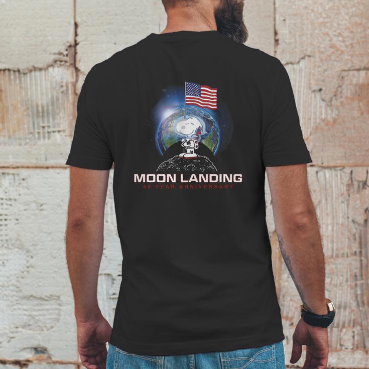 American Flag Snoopy Moon Landing 50 Year Anniversary Shirt Mens Back Print T-shirt Funny Gifts