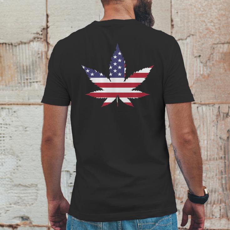 American Marijuana Leaf Mens Back Print T-shirt Funny Gifts