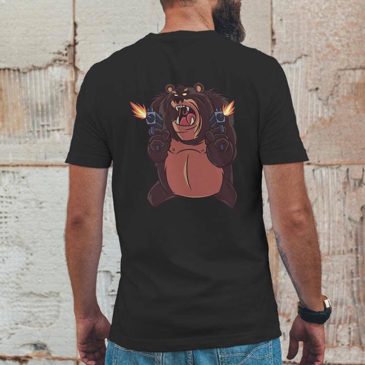 Angry Bear Shooting Mens Back Print T-shirt Funny Gifts