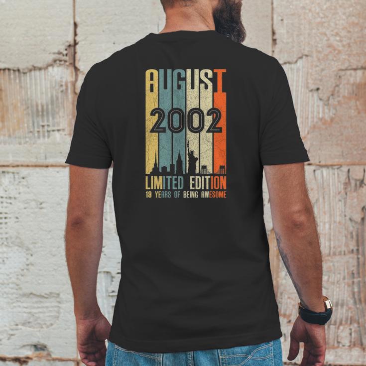 August 2002 19 Years Old 2002 Birthday Gift Mens Back Print T-shirt Funny Gifts