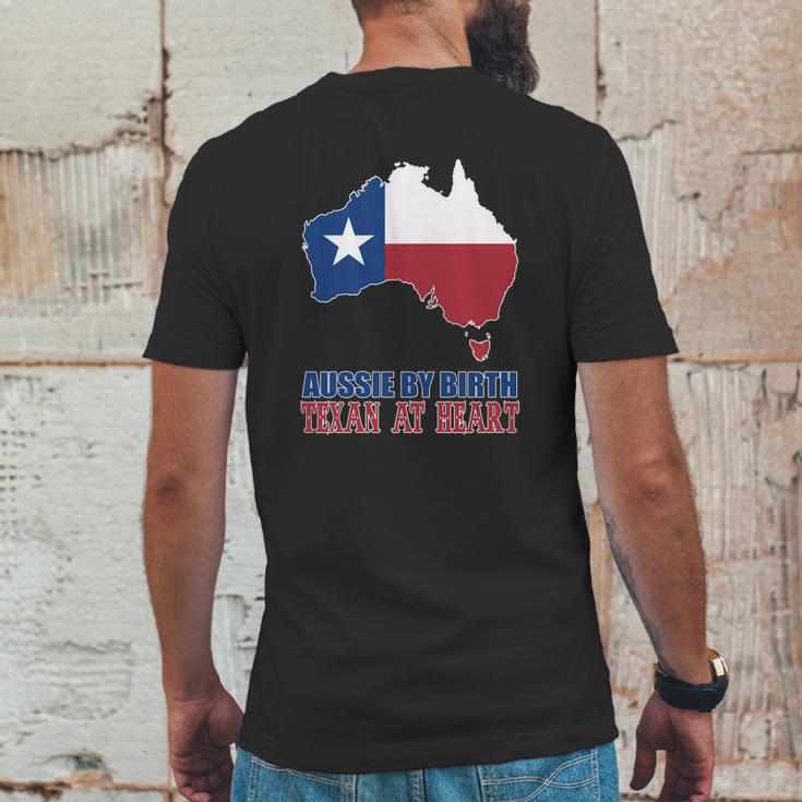 Aussie By Birth Texan At Heart Mens Back Print T-shirt Funny Gifts