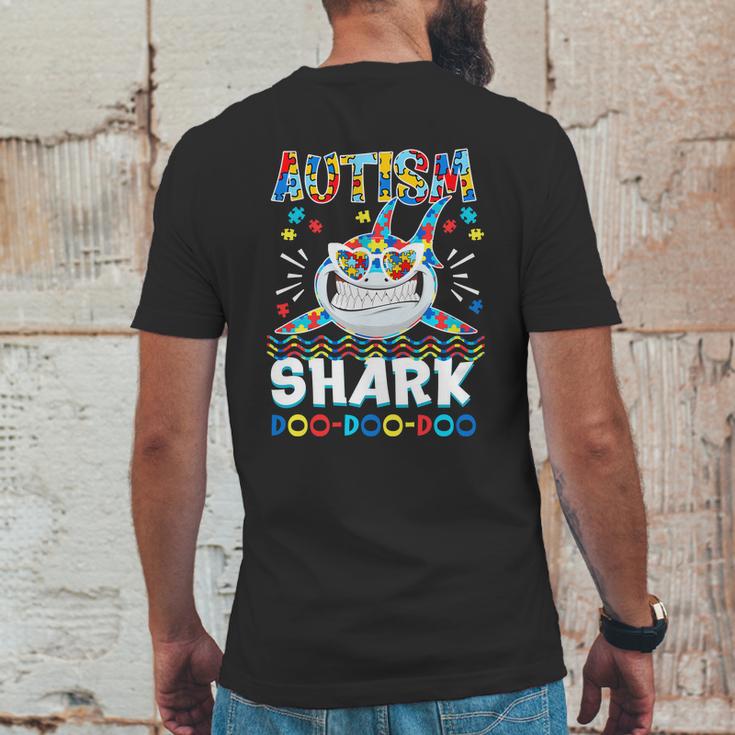 Autism Shark Doo Doo Doo Autism Awareness Puzzle Pieces Graphic Design Printed Casual Daily Basic Mens Back Print T-shirt Funny Gifts