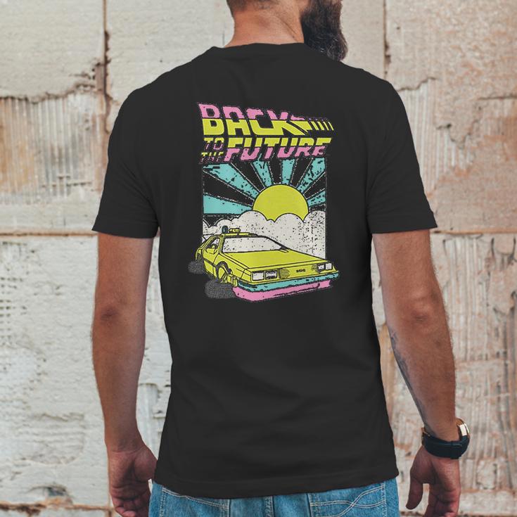 Back To The Future Delorean Sunrise Cartoon Mens Back Print T-shirt Funny Gifts