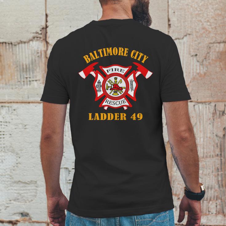 Baltimore City Fire Rescue Ladder 49 Mens Back Print T-shirt Funny Gifts