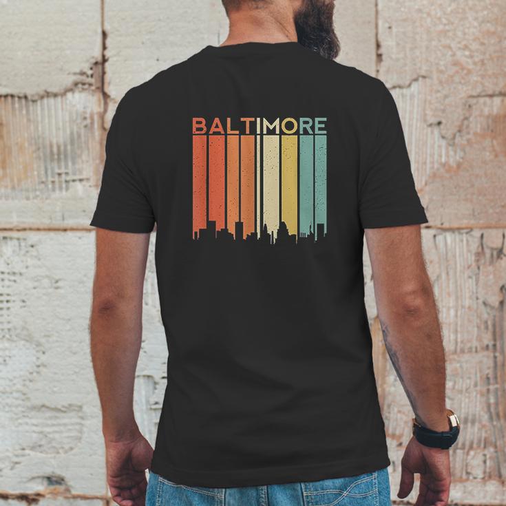 Baltimore Maryland Vintage Retro City Urban Skyline Seaport Mens Back Print T-shirt Funny Gifts