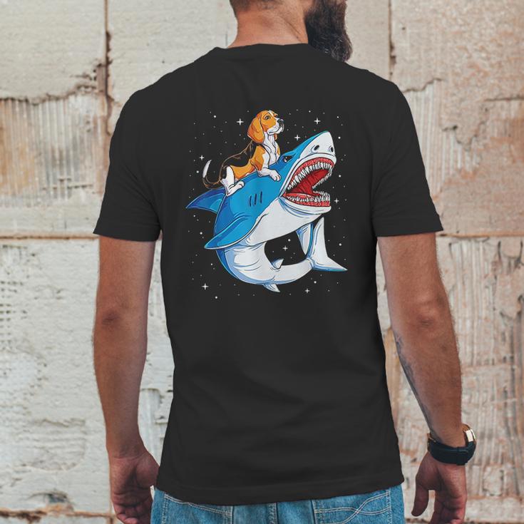 Beagle Riding Shark Jawsome Dog Lover Mens Back Print T-shirt Funny Gifts