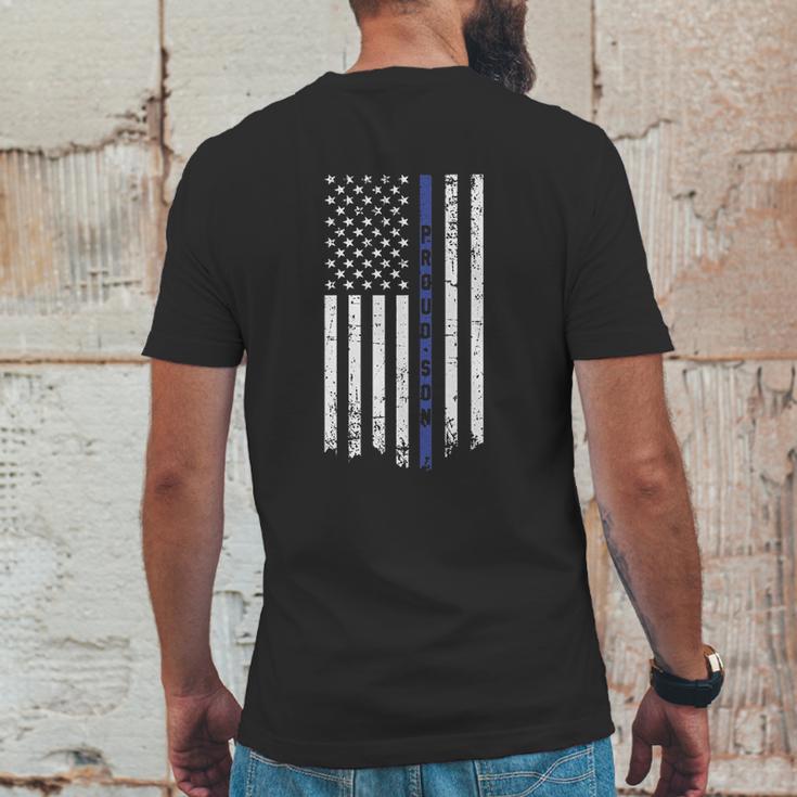 Big Boys Proud Son Thin Blue Line Flag Youth Mens Back Print T-shirt Funny Gifts