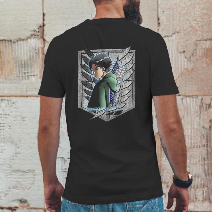 Black Haired Male Anime Character Eren Yeager Mikasa Ackerman Attack On Titan Mens Back Print T-shirt Funny Gifts