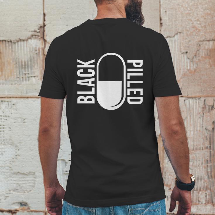 Blackpilledcom White Logo Mens Back Print T-shirt Funny Gifts