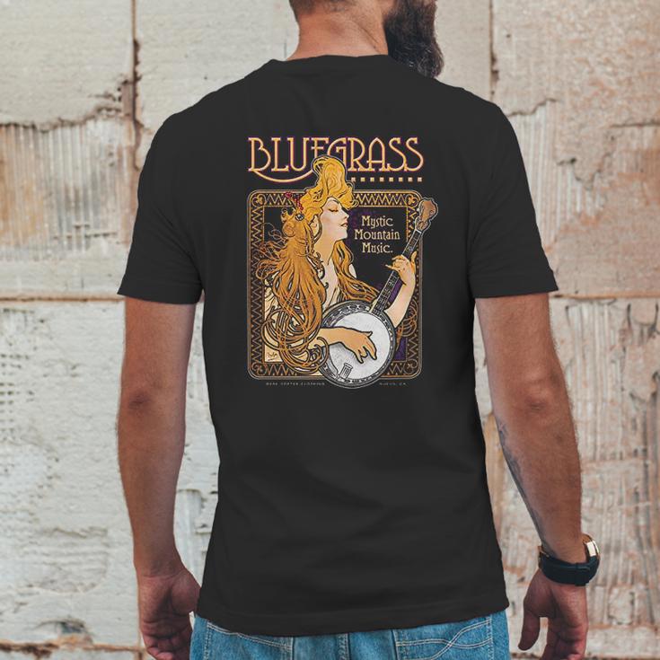 Bluegrass Alphonse Mucha Inspired Illustration Mens Back Print T-shirt Funny Gifts