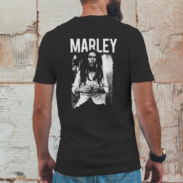 Bob Marley Black And White Photo Mens Back Print T-shirt Funny Gifts