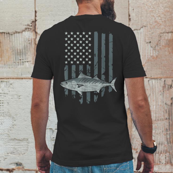 Bonito Fishing Vintage American Flag Tuna Skipjack Fisherman Mens Back Print T-shirt Funny Gifts