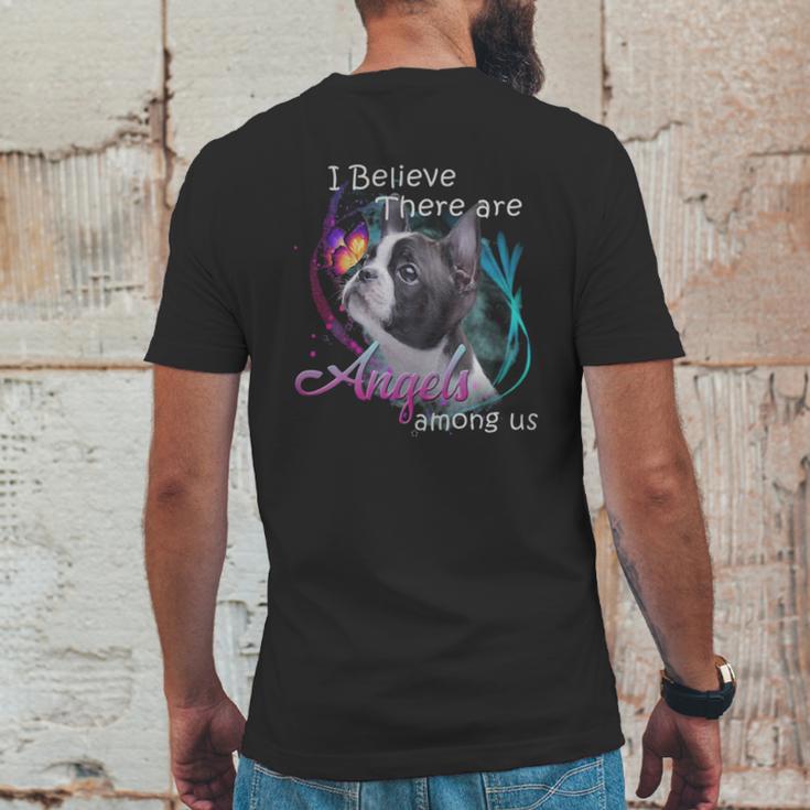 Boston Terrier I Believe There Are Angels Among Us Shirt Mens Back Print T-shirt Funny Gifts