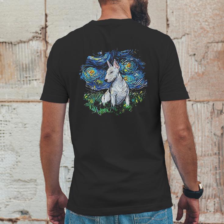 Bull Terrier Starry Night Impressionist Dog Art Mens Back Print T-shirt Funny Gifts