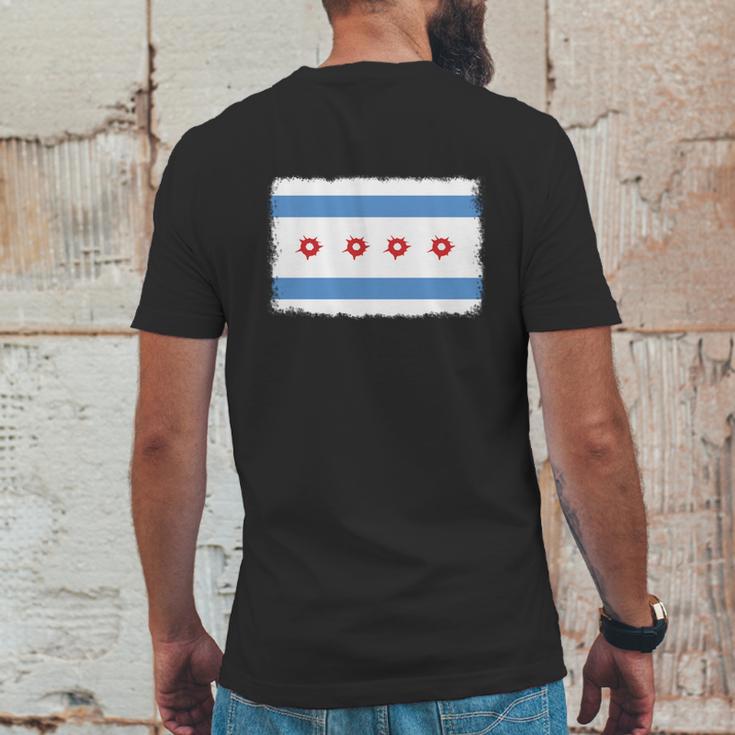 Bullet Hole Chicago Flag T-Shirts Mens Back Print T-shirt Funny Gifts