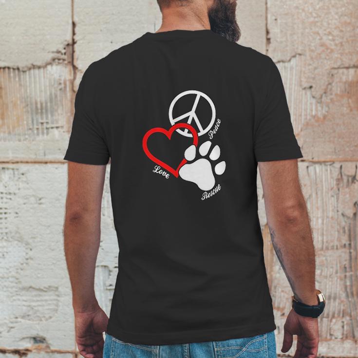 Canine Pet Rescue Cpr Peace Love Rescue With Pawprint Dog Puppy Mens Back Print T-shirt Funny Gifts