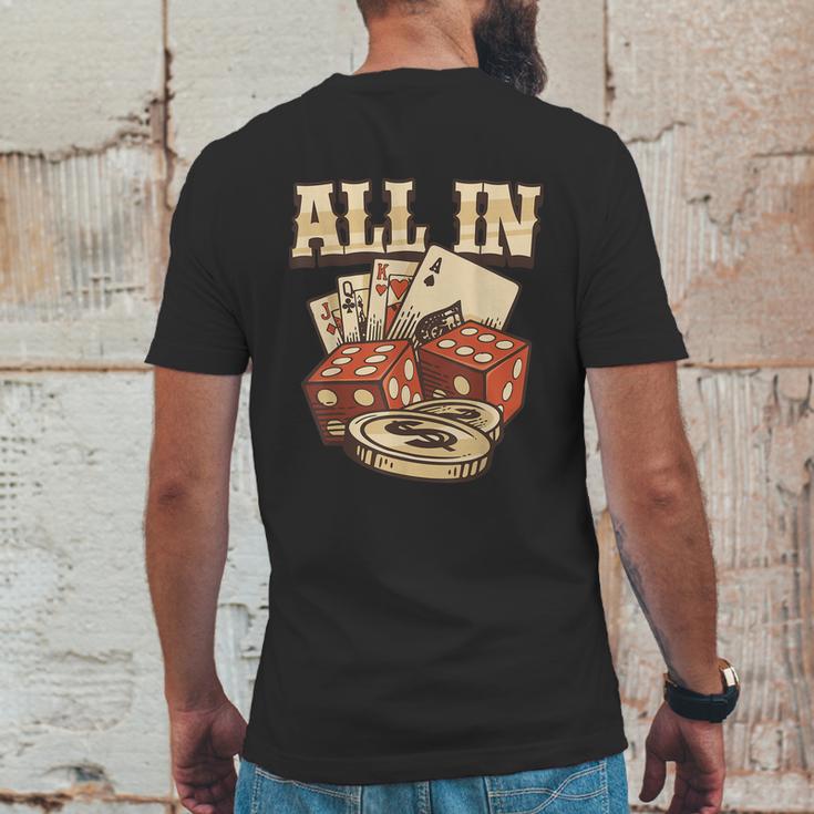 All In Card Game Playing Cards Poker Player Gambling Casino Graphic Design Printed Casual Daily Basic Mens Back Print T-shirt Funny Gifts