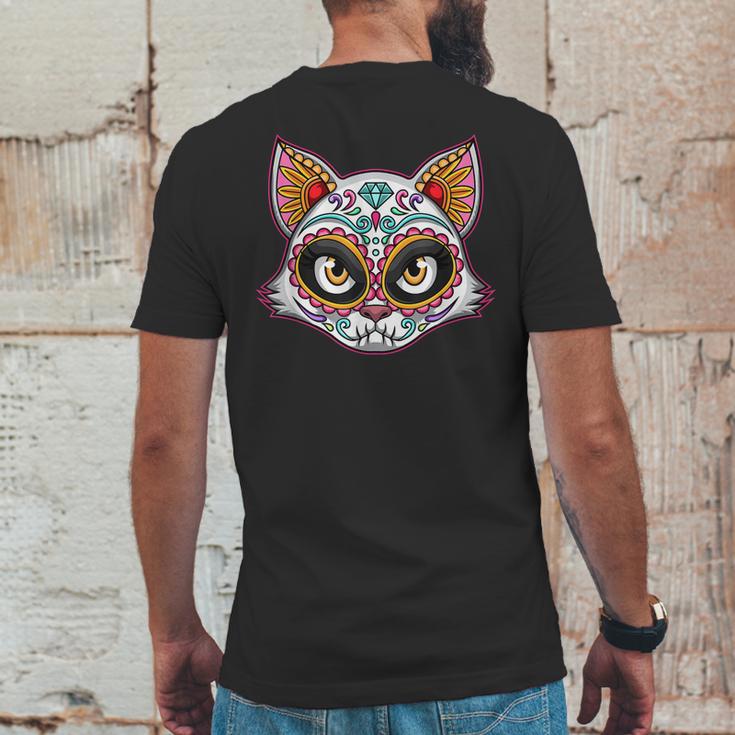 Cat Sugar Skull Funny Day Of The Dead Group Matching Mens Back Print T-shirt Funny Gifts