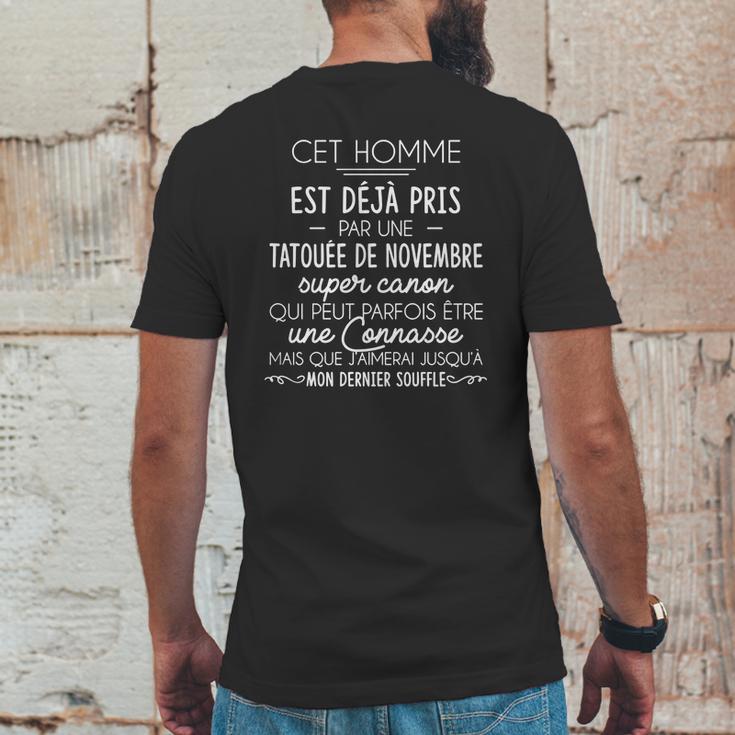 Cet Homme Est Deja Pris Par Une Tatouee De Novembre Mens Back Print T-shirt Funny Gifts