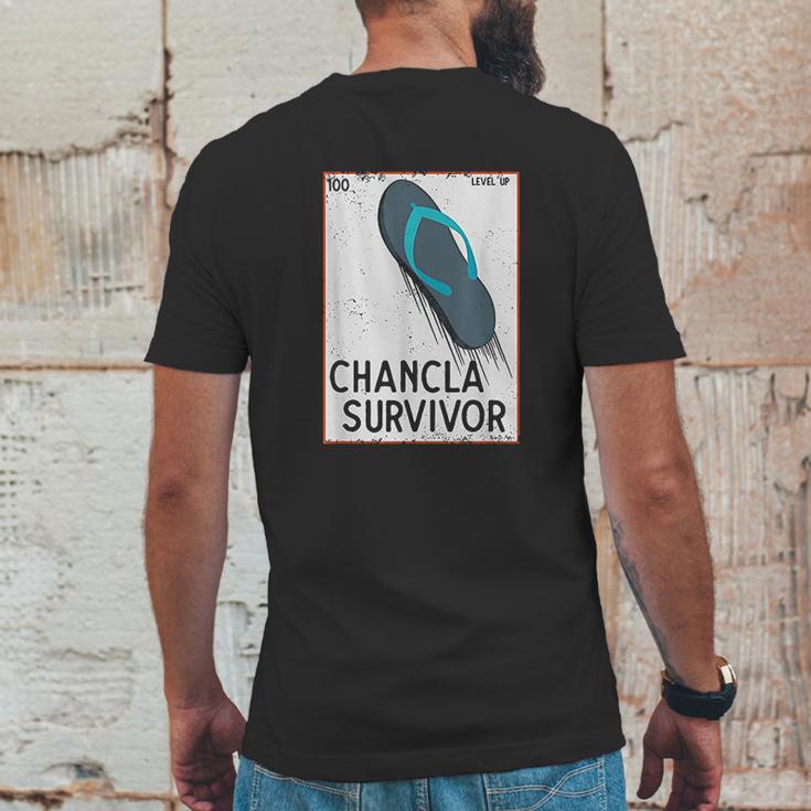 Chancla Survivor Spanish Mens Back Print T-shirt Funny Gifts