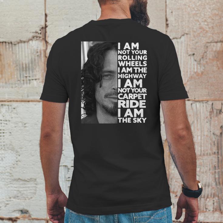 Chris Cornell I Am Not Your Rolling Wheels I Am The Highway Not Your Carpet Ride I Am The Sky Mens Back Print T-shirt Funny Gifts