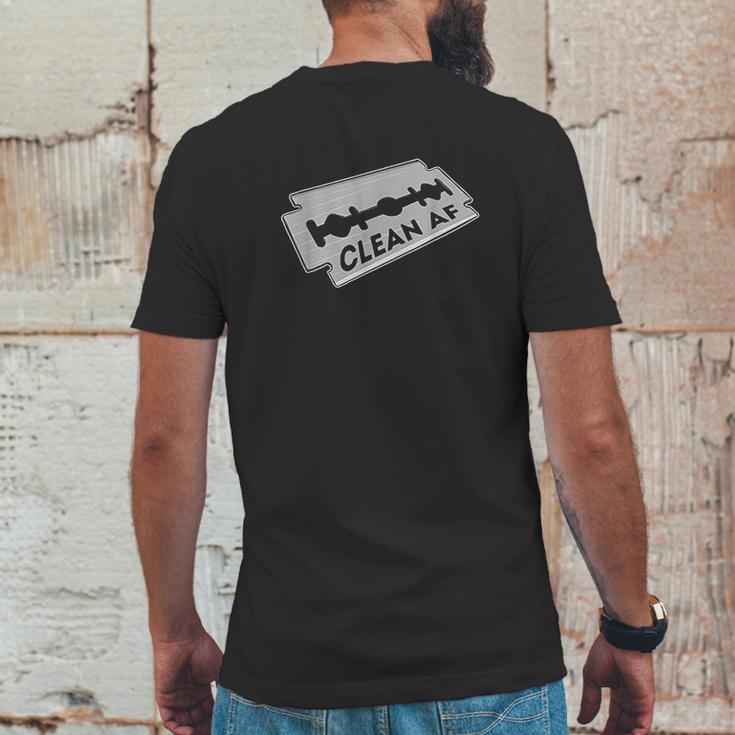 Clean Af Razor Blade Barber Mens Back Print T-shirt Funny Gifts