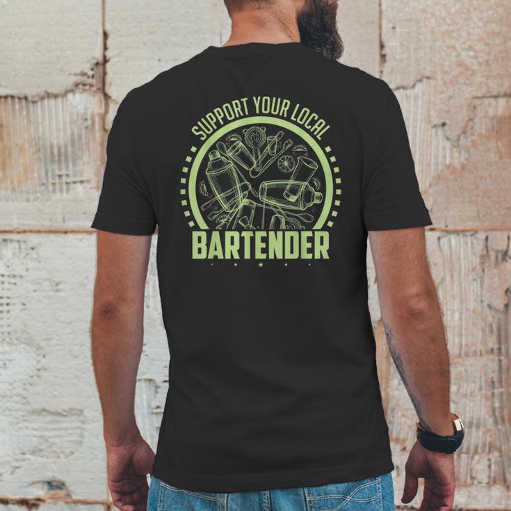 Cocktail Mixologist Support Your Local Bartender Mens Back Print T-shirt Funny Gifts