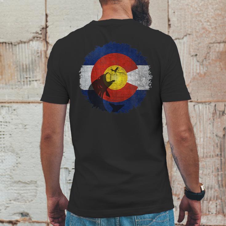 Colorado Flag With Fly Fishing Design Mens Back Print T-shirt Funny Gifts