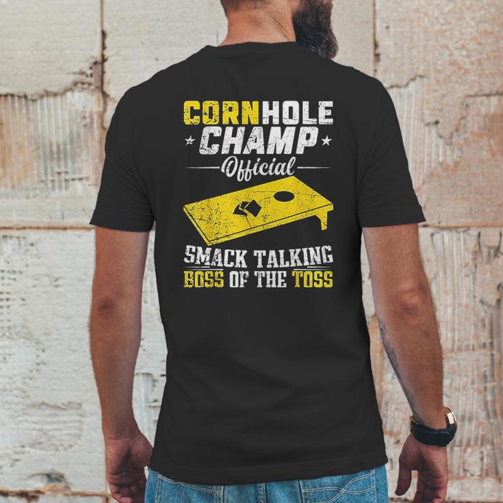 Cornhole Champion Gift Corn Hole Toss Boss Smack Talking Mens Back Print T-shirt Funny Gifts