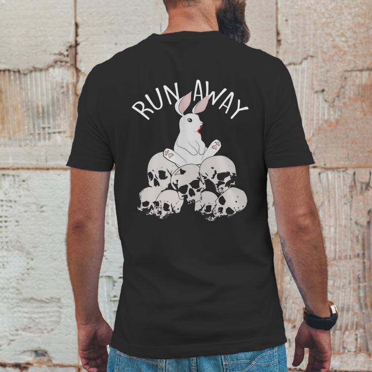 Cute Halloween Funny Halloween Day Run Away Bloody Bunny Skeleton Mens Back Print T-shirt Funny Gifts