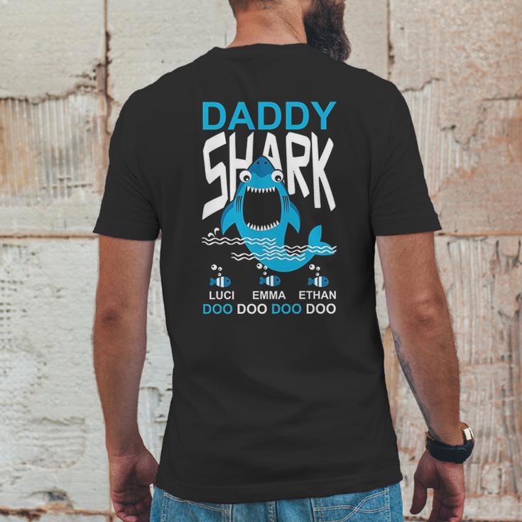 Daddy Shark Kids Name Mens Back Print T-shirt Funny Gifts