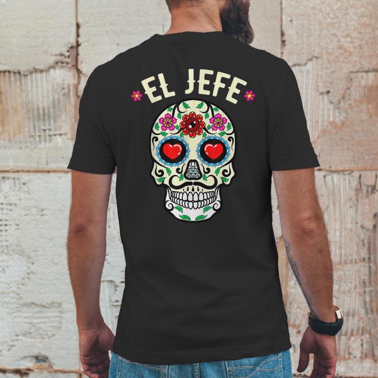 Day Of The Dead Mexico El Jefe Boss Sugar Skull Halloween Mens Back Print T-shirt Funny Gifts