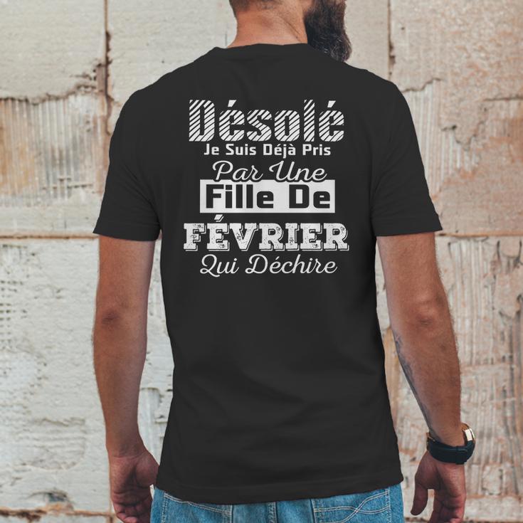 Desole Je Suis Deja Pris Par Une Fille De Fevrier Mens Back Print T-shirt Funny Gifts