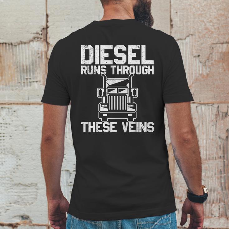 Diesel Runs Through These Viens Truck Driver Mens Back Print T-shirt Funny Gifts