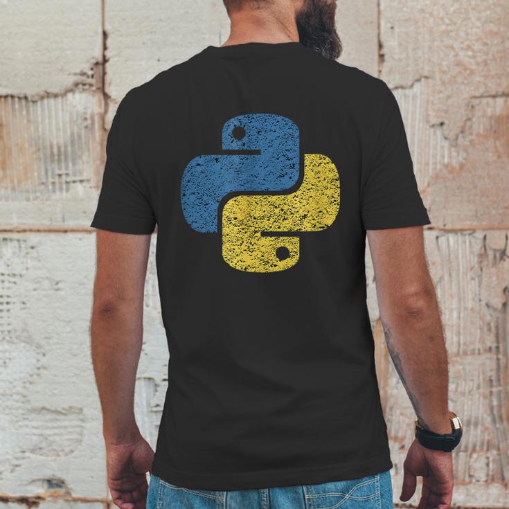 Distressed Python Logo For Engineers Mens Back Print T-shirt Funny Gifts