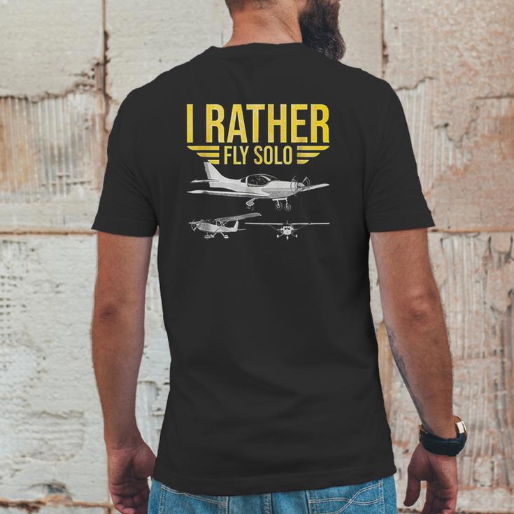 Distressed I Rather Fly Solo Funny Airplane Pilot Mens Back Print T-shirt Funny Gifts