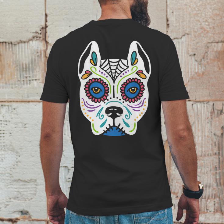 Dog Sugar Skull Dia De Los Muertos Pit Bull Day Of The Dead Mens Back Print T-shirt Funny Gifts