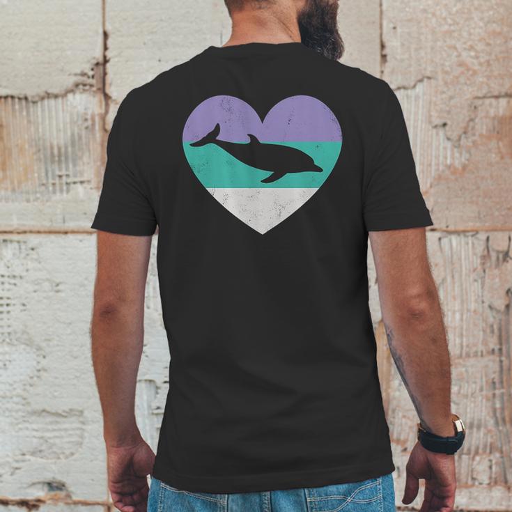 Dolphin Vintage Heart Mens Back Print T-shirt Funny Gifts