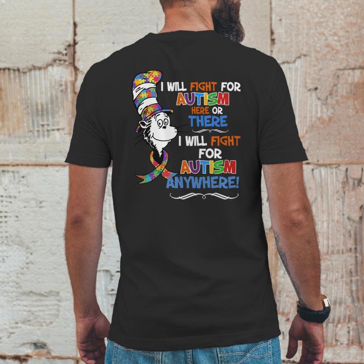 Dr Seuss I Will Fight For Autism Here Or There Autism Anywhere Shirt Mens Back Print T-shirt Funny Gifts