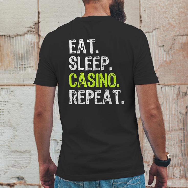 Eat Sleep Casino Repeat Gambling Gambler Funny Love Mens Back Print T-shirt Funny Gifts