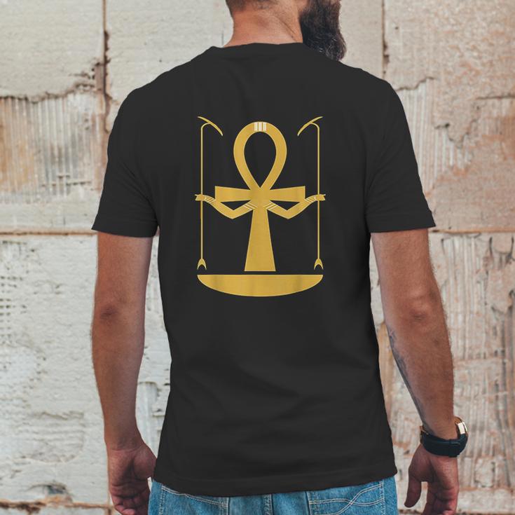 Egyptian Ankh Cross With Arms Holding Scepters Mens Back Print T-shirt Funny Gifts