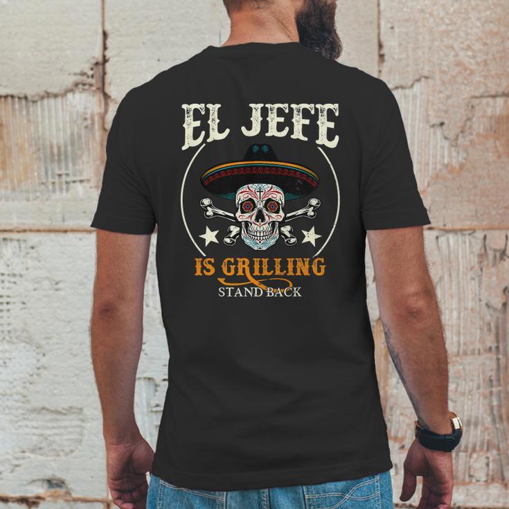 El Jefe Grilling Stand Back Funny Mexican Dad Playera Mens Back Print T-shirt Funny Gifts