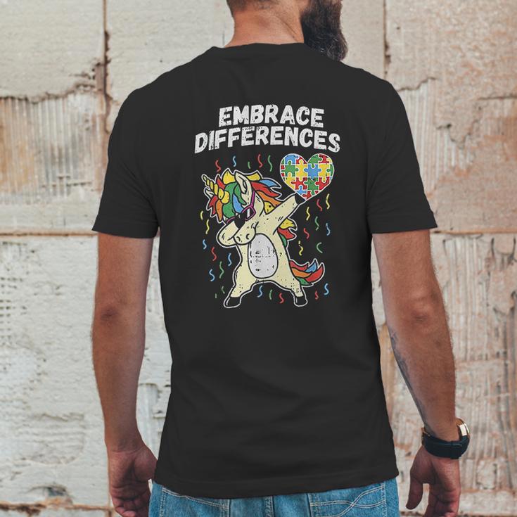 Embrace Differences Dabbing Unicorn Mens Back Print T-shirt Funny Gifts