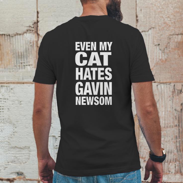 Even My Cat Hates Gavin Newsom Mens Back Print T-shirt Funny Gifts