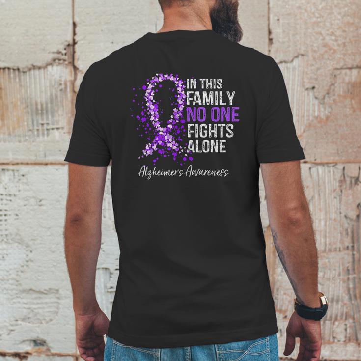 In This Family No One Fights Alone Alzheimer Ribbon Mens Back Print T-shirt Funny Gifts