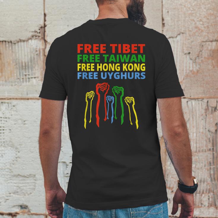 Free Tibet Free Taiwan Free Hong Kong Free Uyghurs Protest Graphic Design Printed Casual Daily Basic Mens Back Print T-shirt Funny Gifts