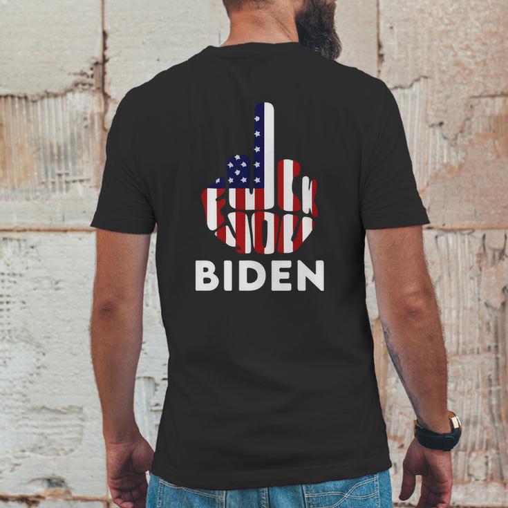 Fuck Biden Middle Finger Usa Flag Mens Back Print T-shirt Funny Gifts