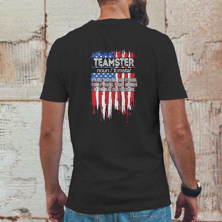 Funny Fathers Day Usa Flag Teamster Definition Graphic Design Printed Casual Daily Basic Mens Back Print T-shirt Funny Gifts