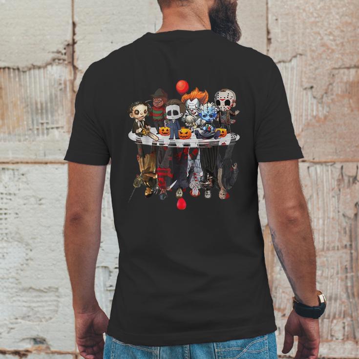 Funny Halloween Cute Halloween Cute Horror Movie Chibi Character Water Reflect Mens Back Print T-shirt Funny Gifts