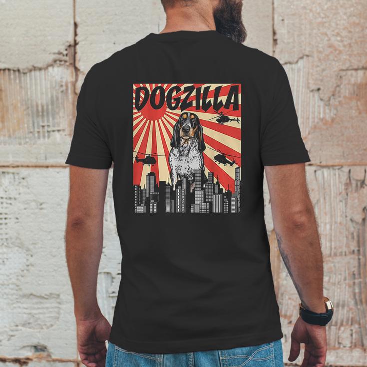 Funny Retro Japanese Dogzilla Bluetick Coonhound Mens Back Print T-shirt Funny Gifts